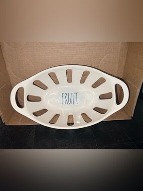 Rae Dunn Cream Ceramic 'FRUIT' Berry Bowl with Cutouts